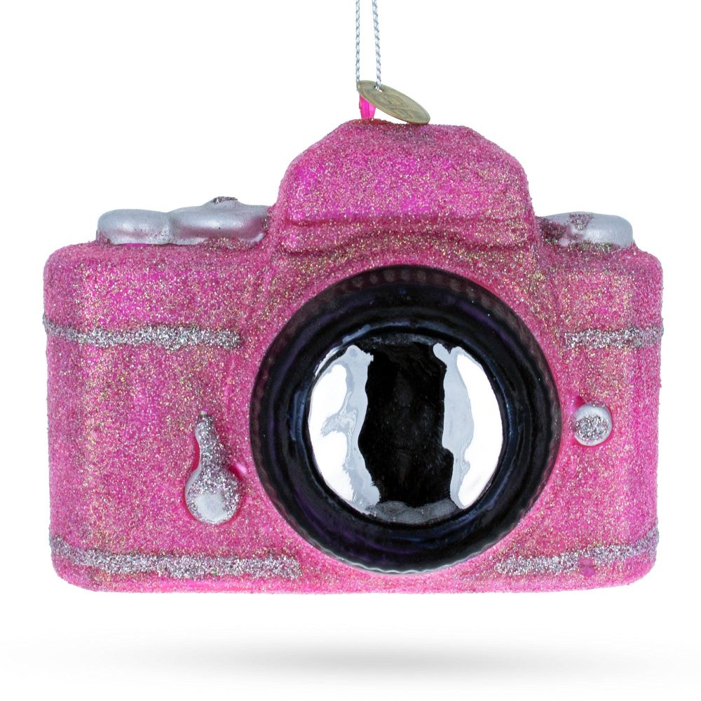 Vintage Pink Camera Blown Glass Christmas Ornament  |   Hobby Hobby Hobby