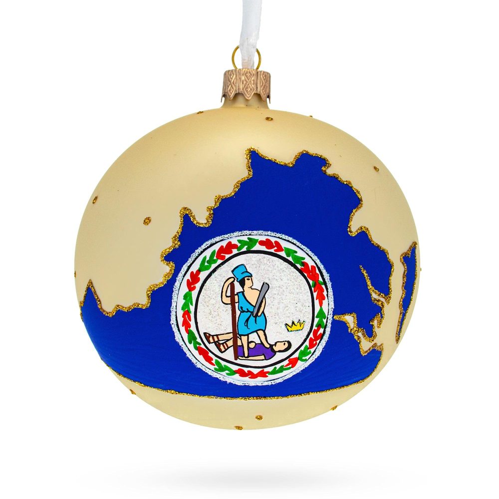 Virginia State, Usa Glass Ball Christmas Ornament 4 Inches  |   Travel Ornaments Travel