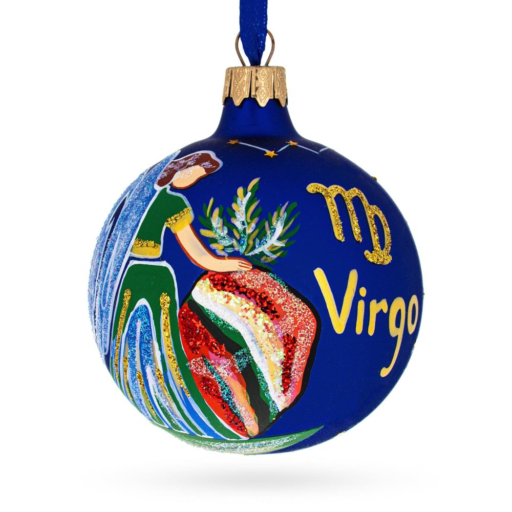 Virgo Zodiac Horoscope Sign Blown Glass Ball Christmas Ornament 3.25 Inches  |   Horoscope Horoscope Horoscope