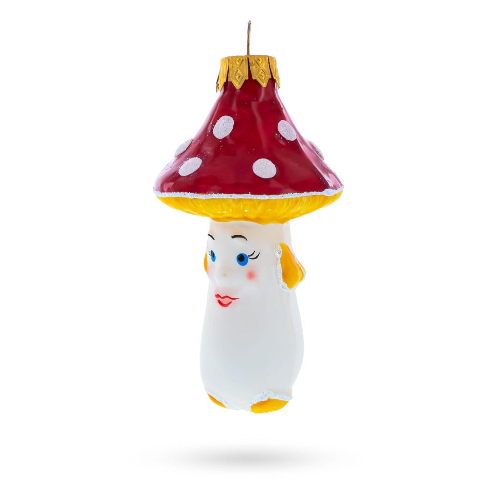 Walking Mushroom Mini Glass Christmas Ornament  |   Food Food Food