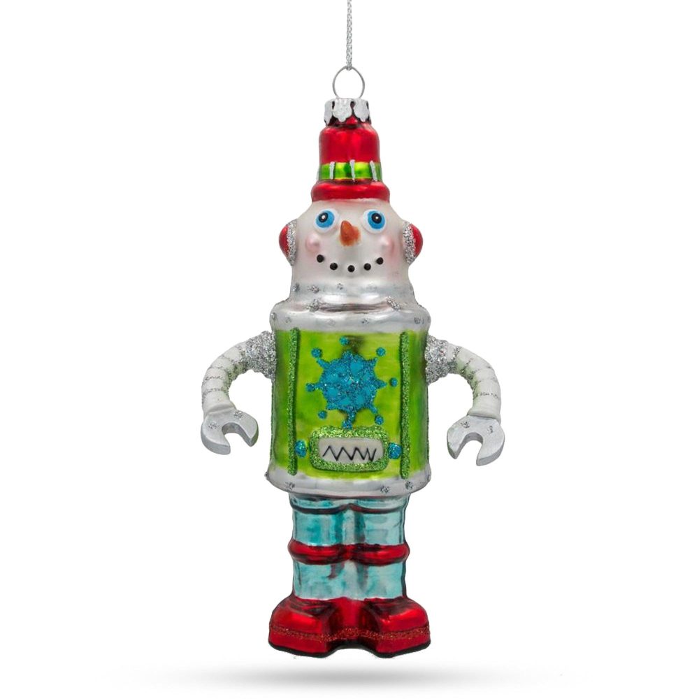 Whimsical Robot Blown Glass Christmas Ornament  |   Cosmic Cosmic Cosmic