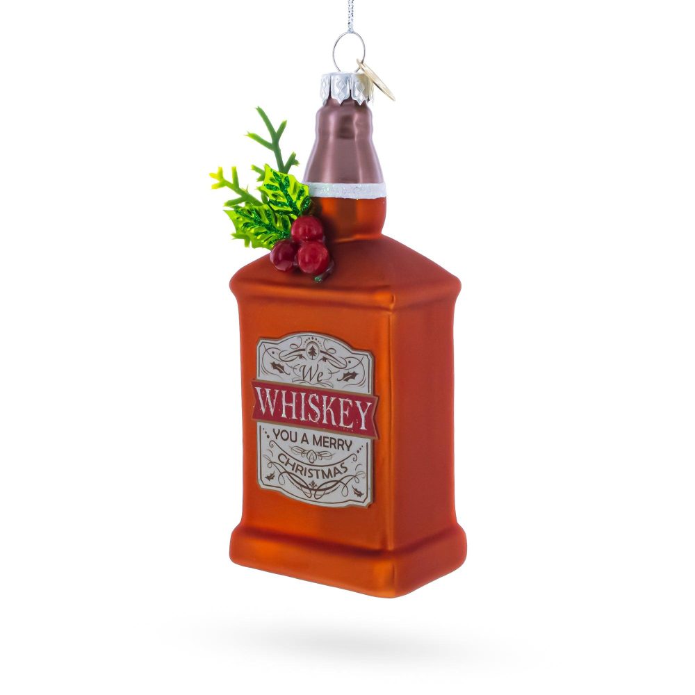 Whiskey Bottle Blown Glass Christmas Ornament  |   Food Food Food