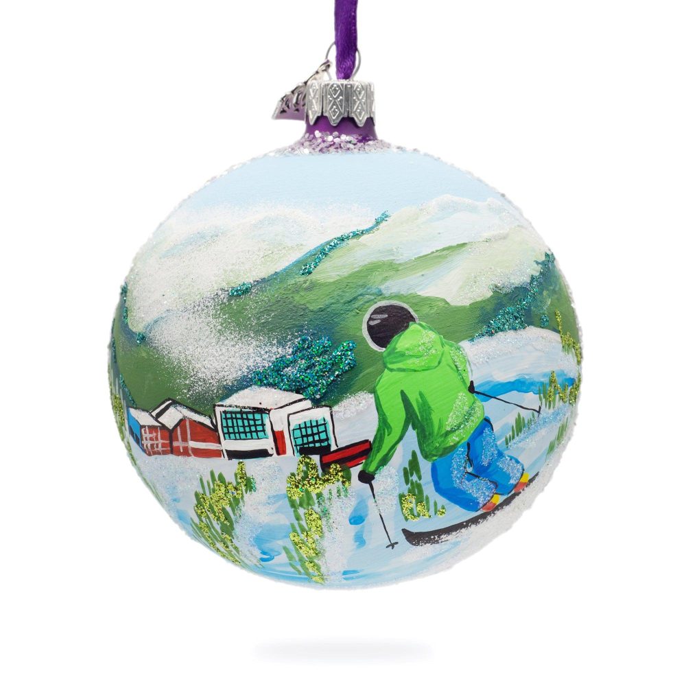 Whistler Blackcomb Ski Resort, Canada Glass Ball Christmas Ornament 4 Inches  |   Travel Ornaments Travel