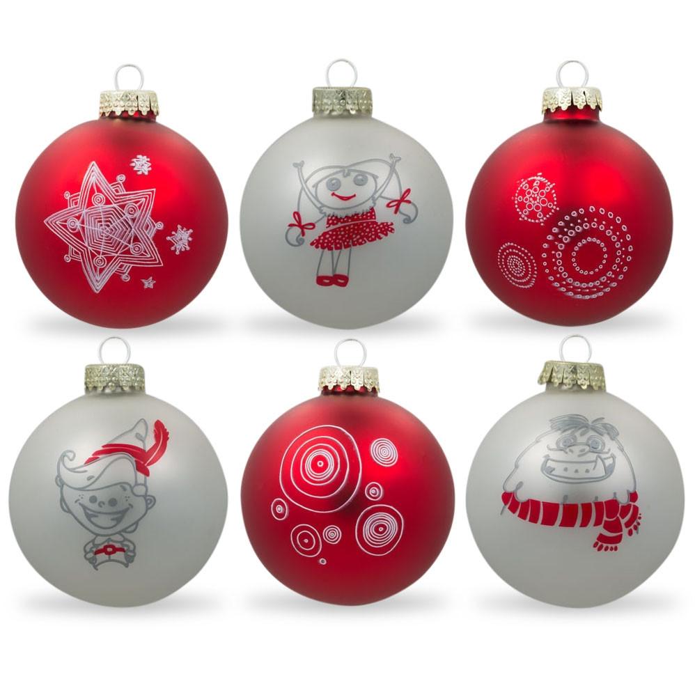 White And Red Glass Ball Christmas Ornaments 2.75 Inches  |   Fairy Tales Fairy Tales Fairy Tales