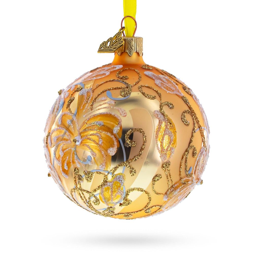 White Lilies Glass Ball Ornament  |   Flowers Flowers Flowers