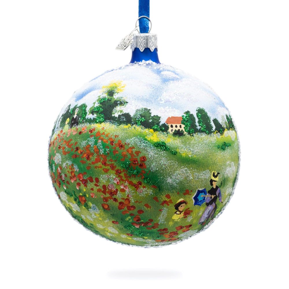 Wild Poppies Painting Glass Ball Christmas Ornament 4 Inches  |   Artworks Artworks Artworks