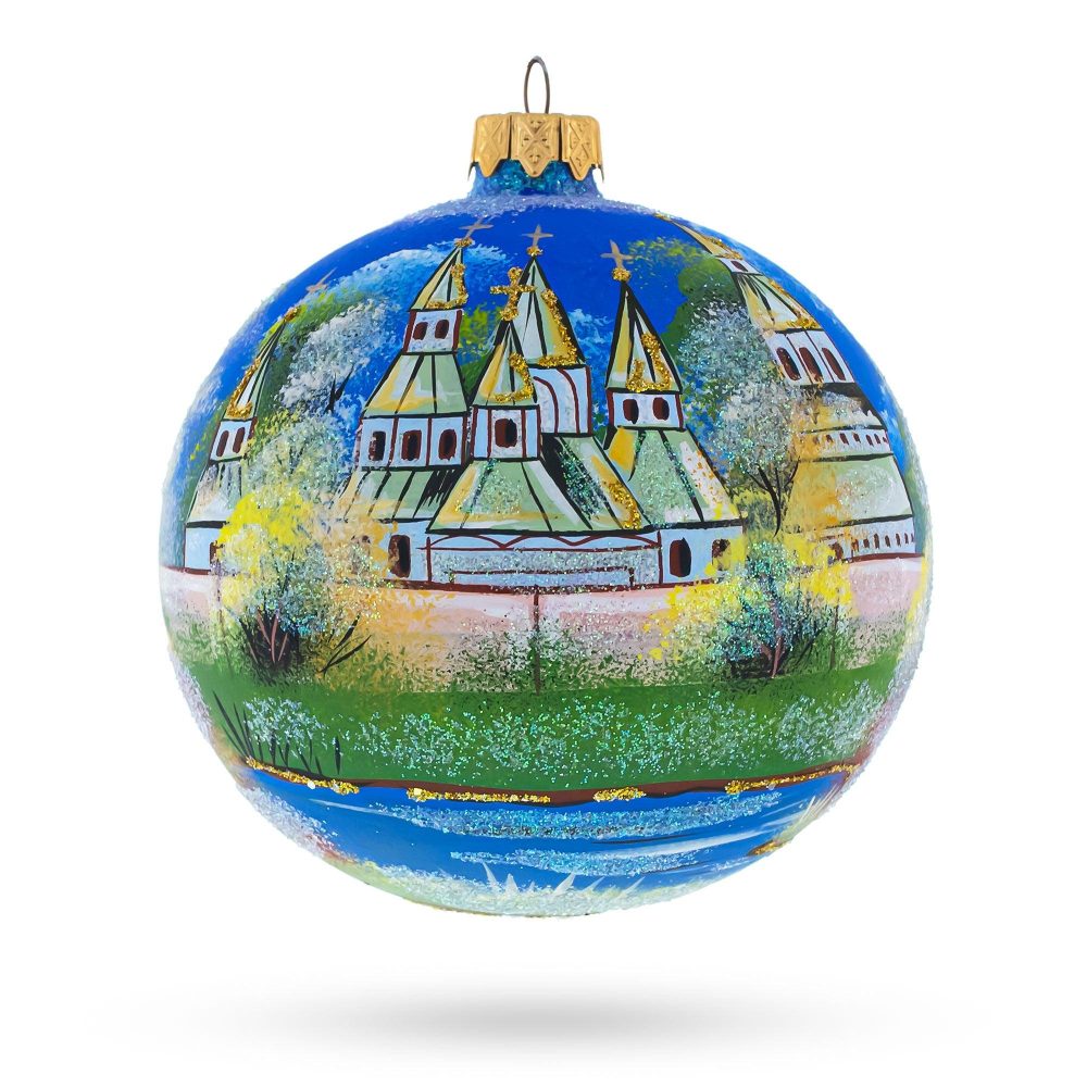 Winter Church Scene Artisan Blown Glass Ball Christmas Ornament 4 Inches  |   Religious Ornaments Ornaments Religious Ornaments