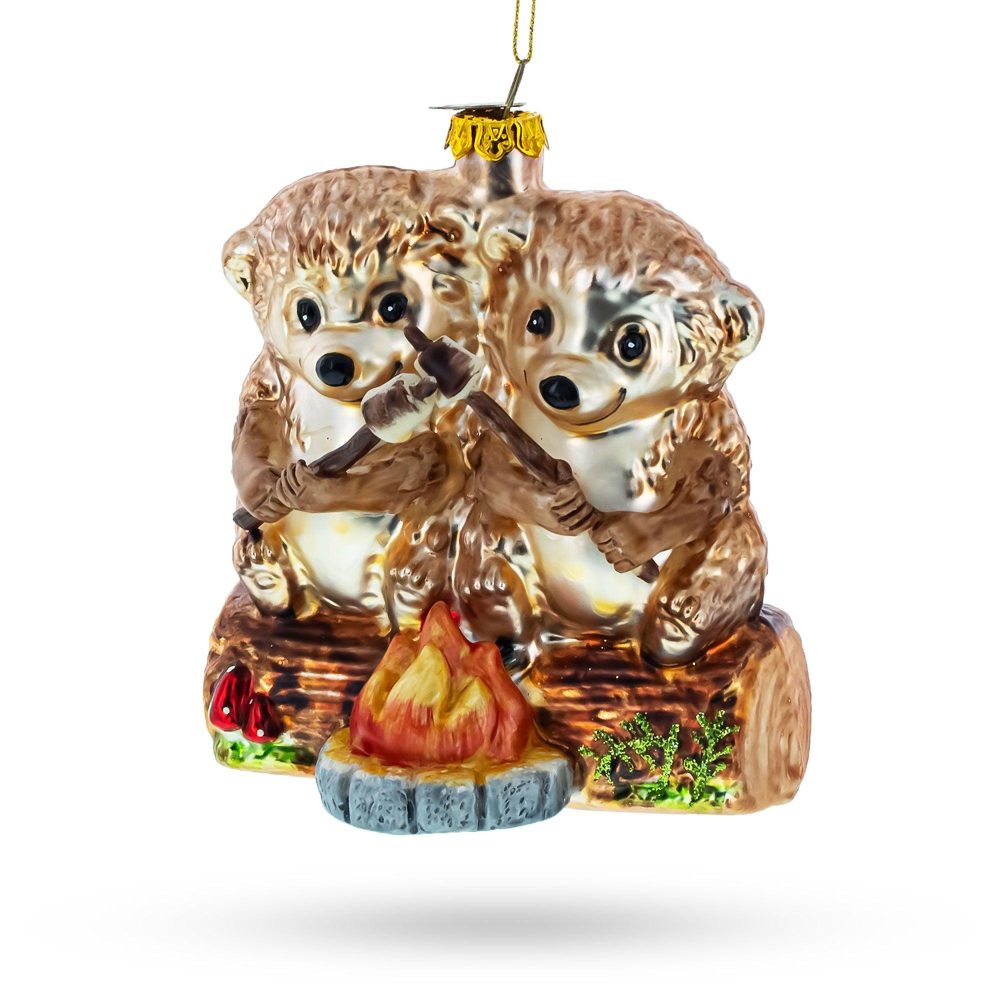 Wombats Roast Marshmallow Blown Glass Christmas Ornament  |   Animals Animals Animals