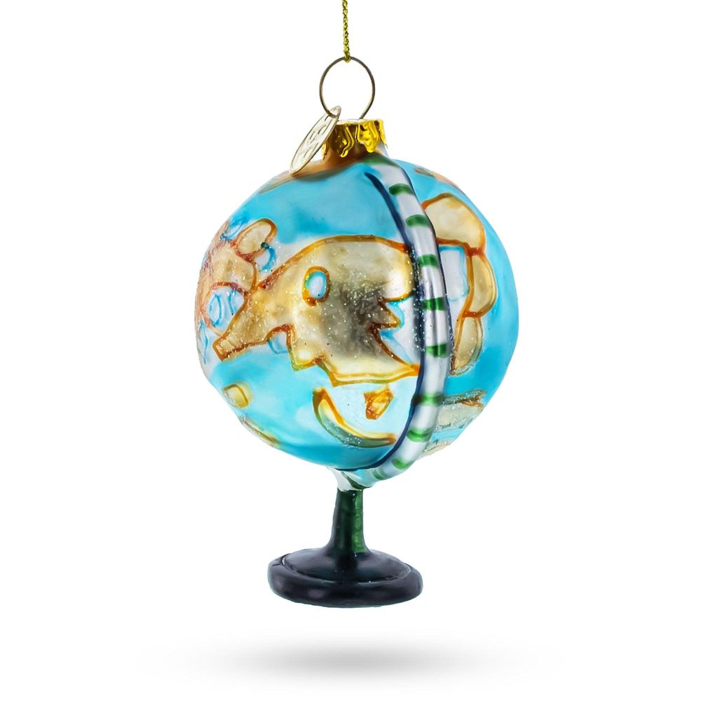 Wondrous Worldly Sphere Globe Blown Glass Christmas Ornament  |   Travel Ornaments Travel