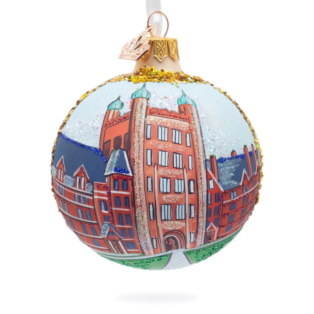 Yale University, New Haven, Connecticut, Usa Glass Ball Christmas Ornament 3.25 Inches  |   Travel Ornaments Travel