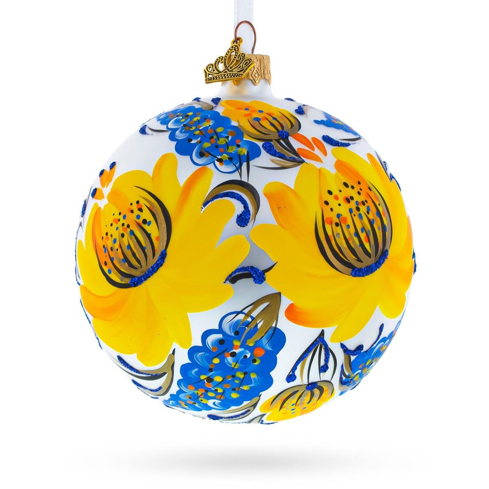 Yellow Adonis Flowers Glass Ball Ornament  |   Flowers Flowers Flowers