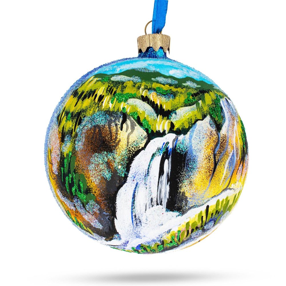 Yellowstone National Park, Wyoming Glass Ball Christmas Ornament 4 Inches  |   Travel Ornaments Travel