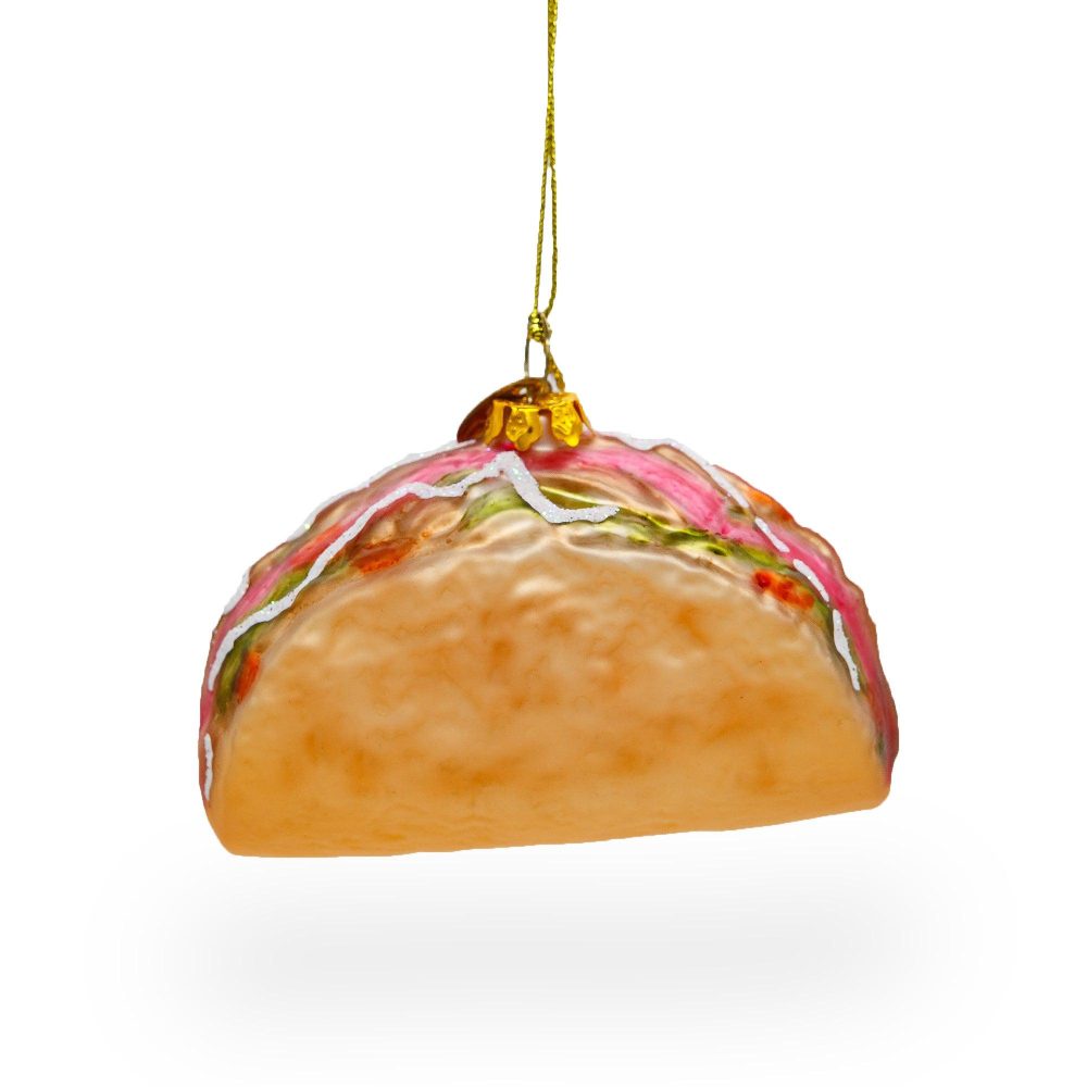 Zesty Tacos Food Blown Glass Christmas Ornament  |   Food Food Food