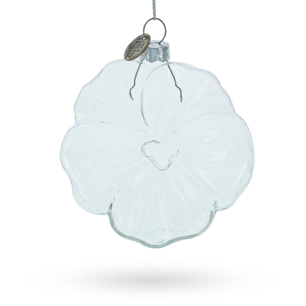 Flower-Shaped Clear Blown Glass Christmas Ornament  |   Personalized Ornaments Personalized