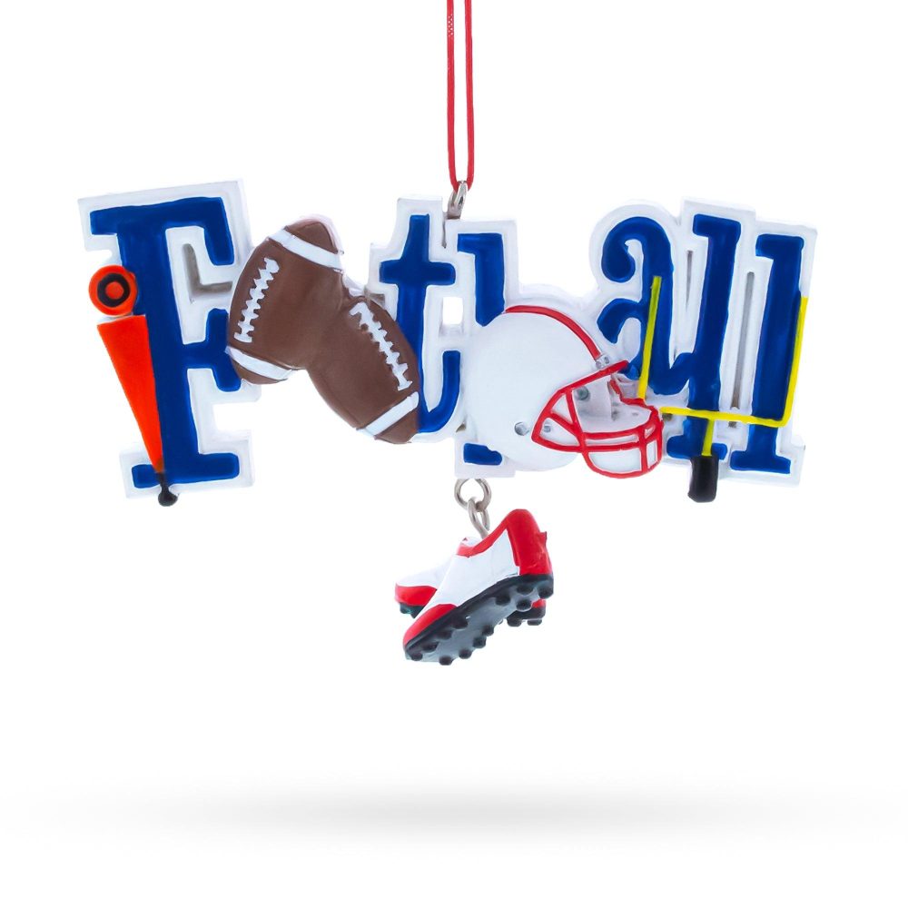 Football Helmet And Cleats Resin Christmas Ornament  |   Personalized Ornaments Personalized