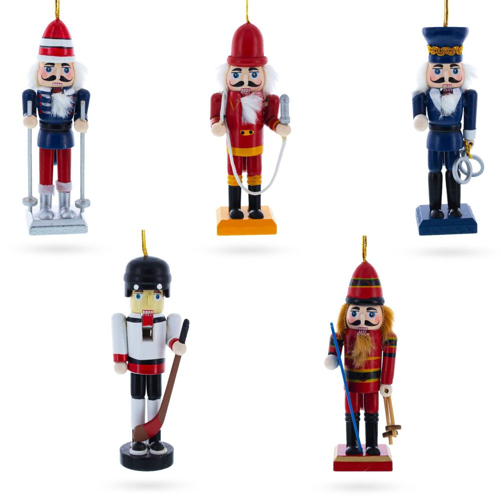 5 Nutcrackers: Firefighter, Policeman, Hockey, Skier, Snowboarder 5 Inches  |   Nutcrackers Nutcrackers Nutcrackers