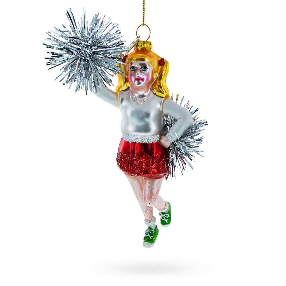 Energetic Cheerleader Blown Glass Christmas Ornament  |   Personalized Ornaments Personalized