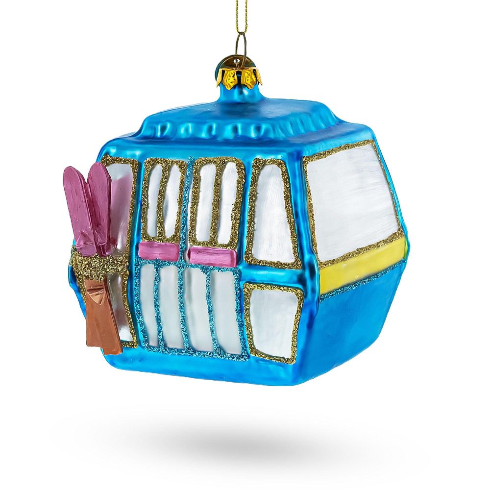 Mountain Bliss Ski Gondola Blown Glass Christmas Ornament  |   Personalized Ornaments Personalized