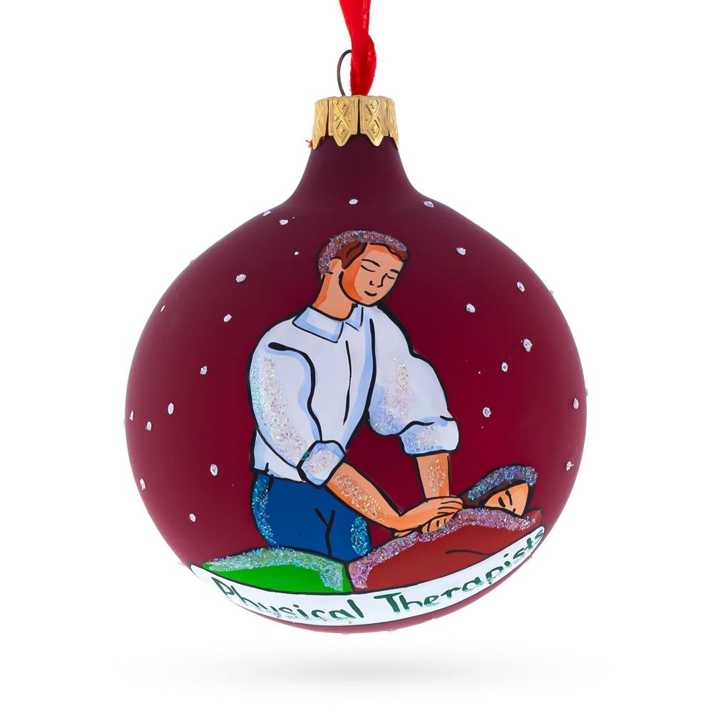 Physical Therapist Blown Glass Ball Christmas Ornament 3.25 Inches  |   Occupations Occupations Occupations