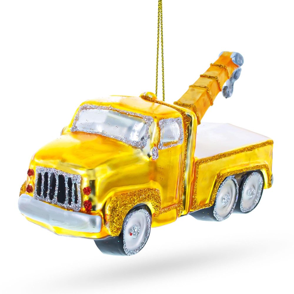 Rescue Tow Truck Blown Glass Christmas Ornament  |   Personalized Ornaments Personalized