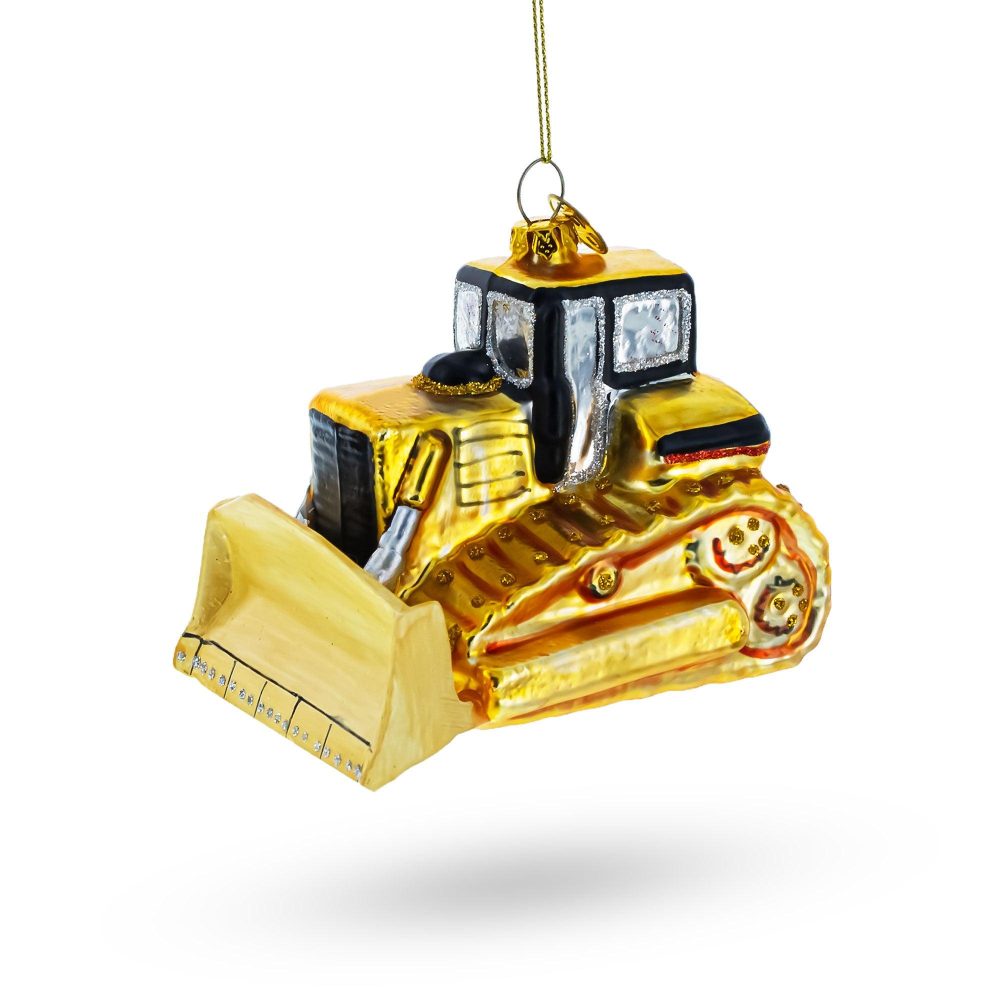 Rugged Bulldozer Blown Glass Christmas Ornament  |   Personalized Ornaments Personalized