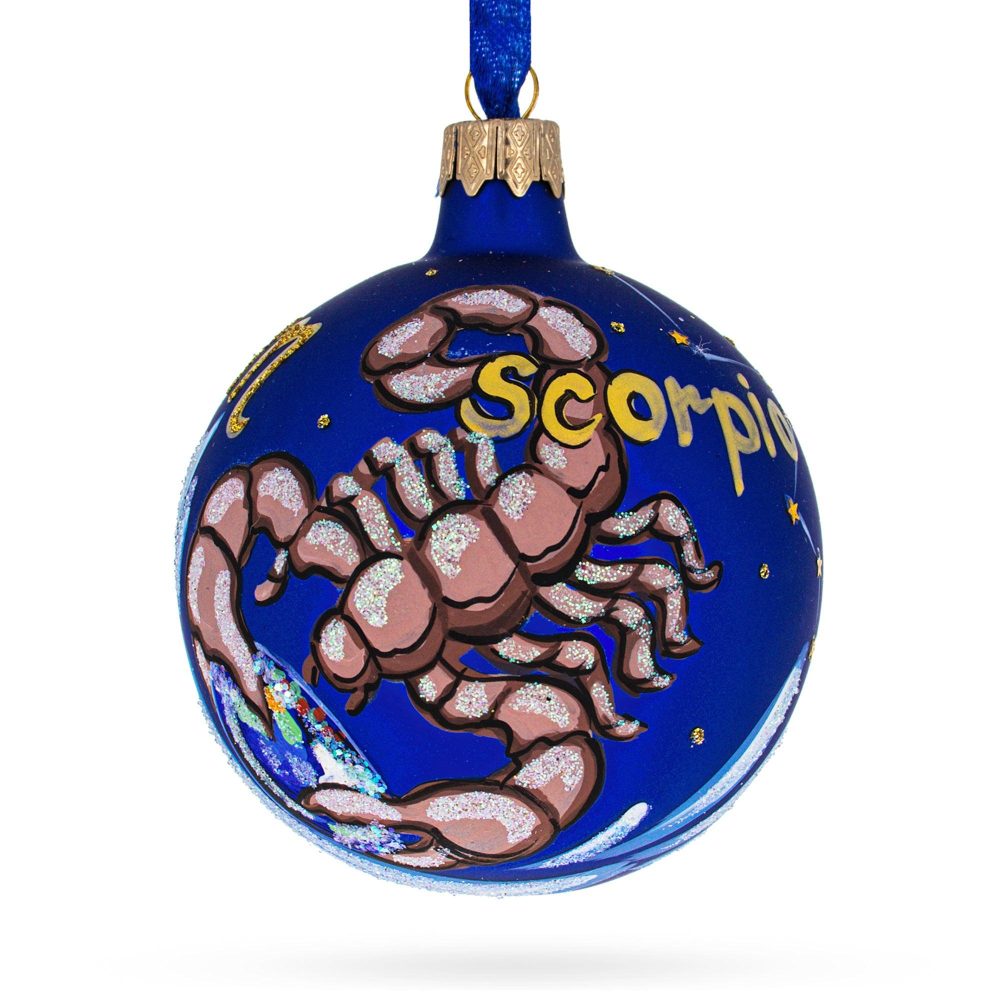 Scorpio Zodiac Horoscope Sign Blown Glass Ball Christmas Ornament 3.25 Inches  |   Horoscope Horoscope Horoscope