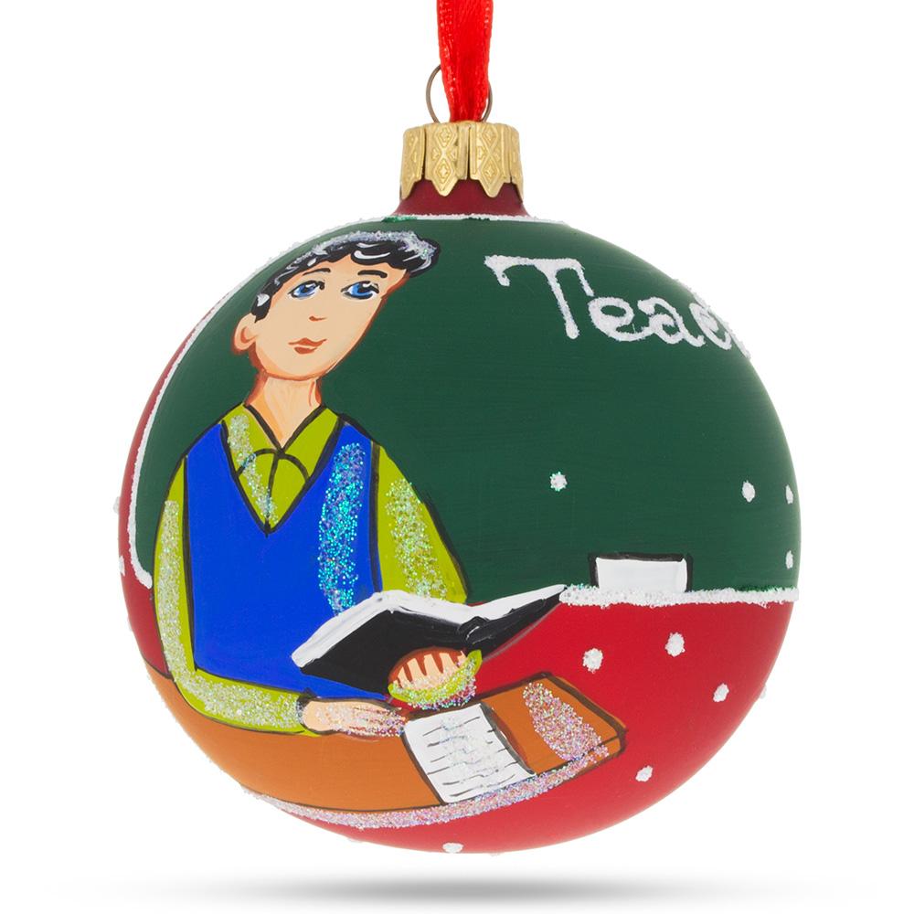 The Teacher Blown Glass Ball Christmas Ornament 3.25 Inches  |   Occupations Occupations Occupations