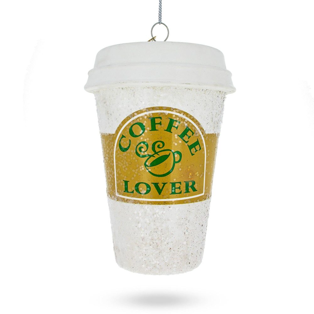 Coffee Lover'S Cup Blown Glass Christmas Ornament  |   Food