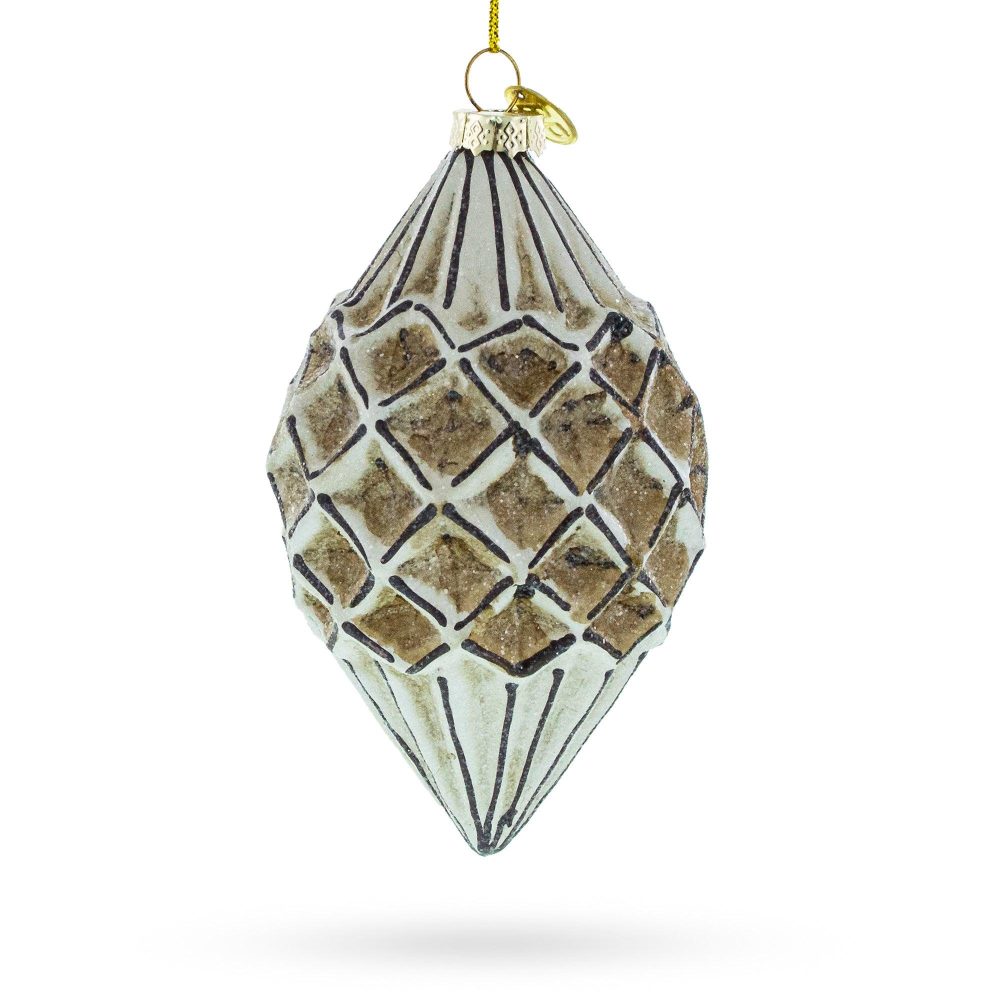 Geometric Vintage-Style Rhombus Finial Blown Glass Christmas Ornament  |   Geometrical Geometrical Geometrical