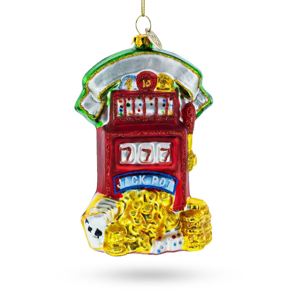 Jackpot Casino Slot Machine Blown Glass Christmas Ornament  |   Hobby Hobby Hobby