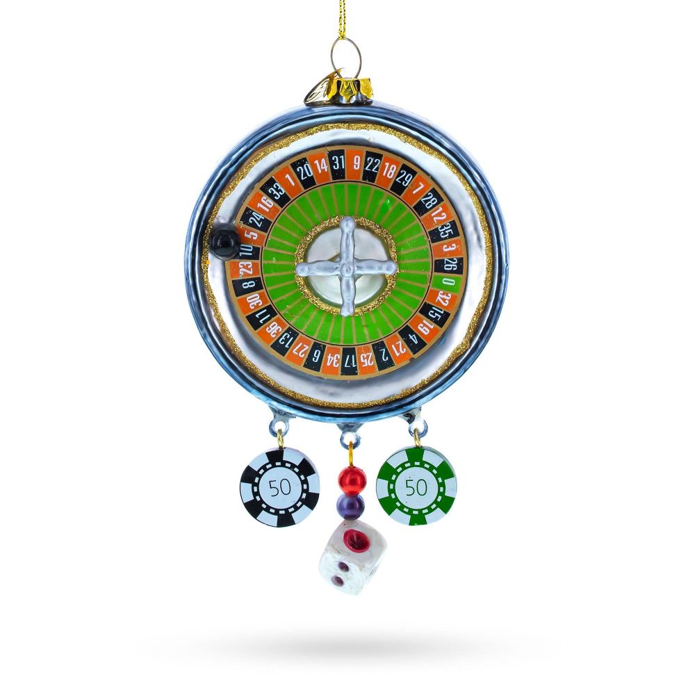 Roulette And Casino Poker Chip Glass Christmas Ornament  |   Hobby Hobby Hobby