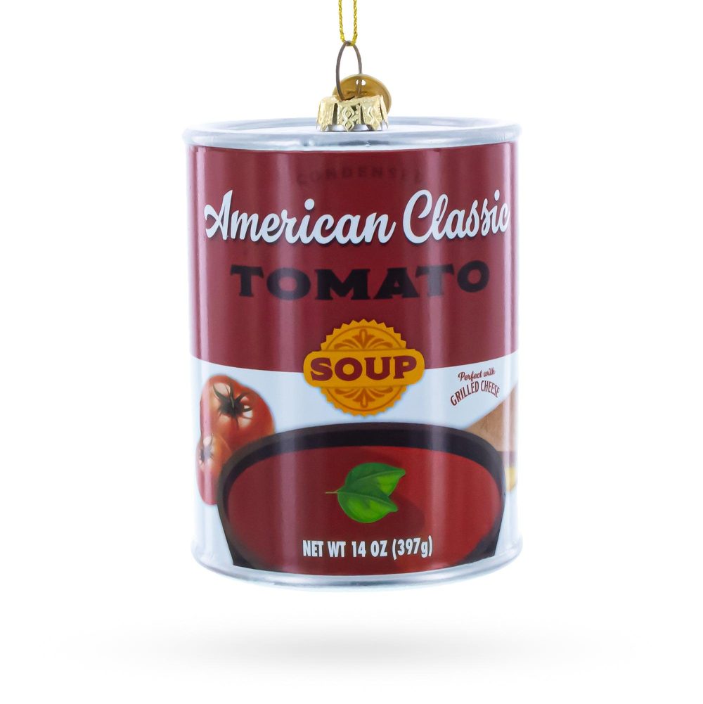 Tomato Soup Can Blown Glass Christmas Ornament  |   Food Food Food